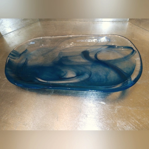 Other - Teal Swirl Decorative Art Glass Dish